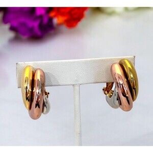 New Signed Joan Rivers Rose Gold, Silver, Gold Tone Clip On 4O